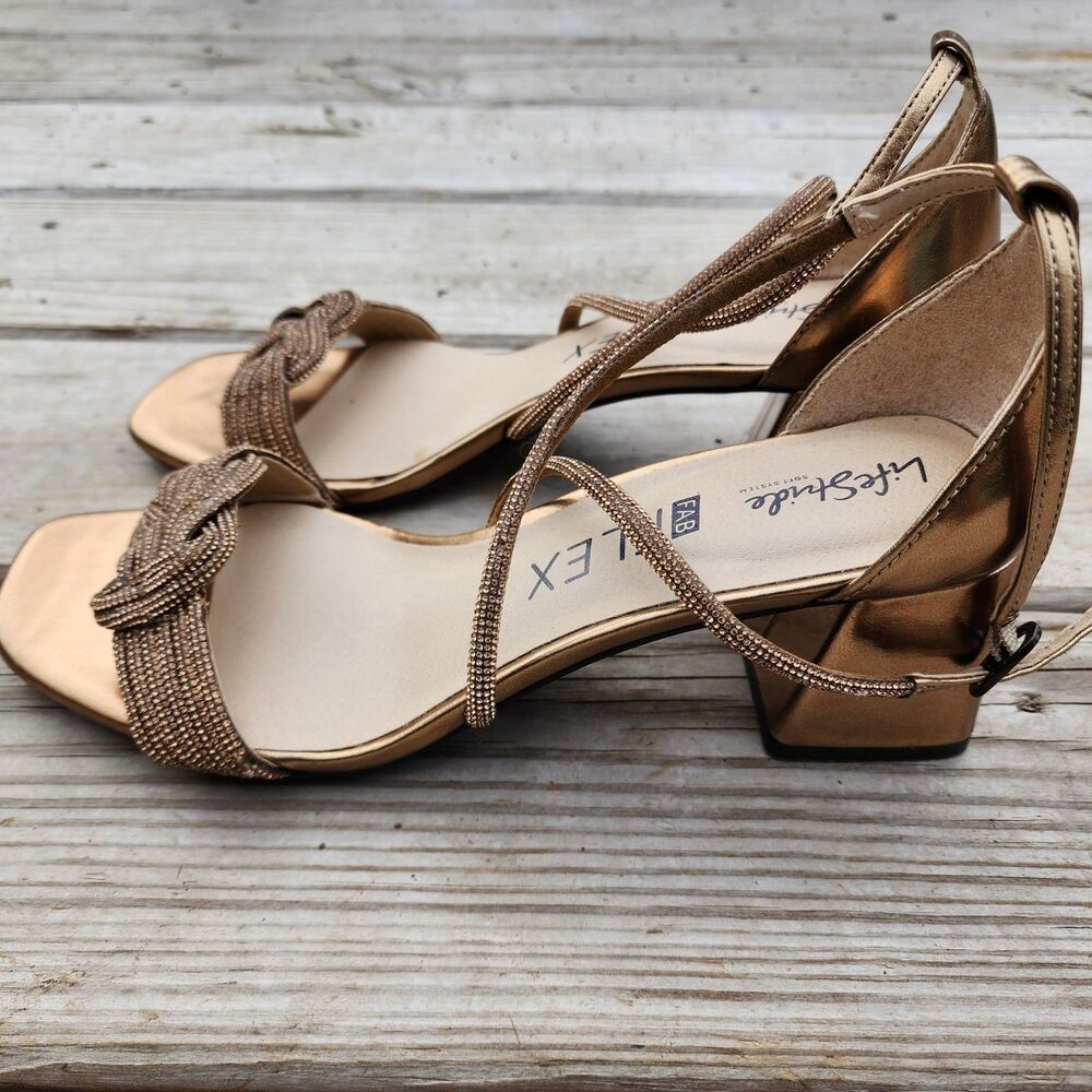 LifeStride Womens Sz 10M Captivate Bronze Strappy Block Heel Dress Sandals - Picture 9 of 14